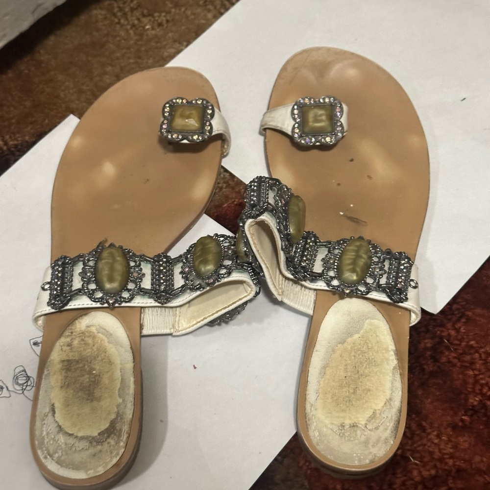 Embellished White Sandals